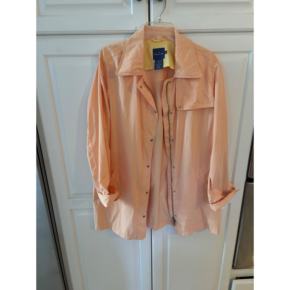 Facconable Womens Peach Lightweight Jacket XL Snap Front Collar Pockets